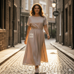 bloom essential linen blend midi dress – women’s minimalist apparel for everyday elegance